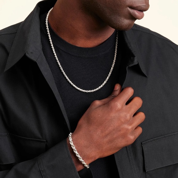 New Sterling Silver 5mm Rope Chain 18” 20” 24” 26” 28” 30” inches